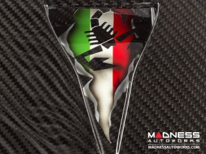 FIAT 500 Hood Scoop - ABARTH NACA Air Intake - Carbon Fiber - Italian Flag w/ Black Scorpion 